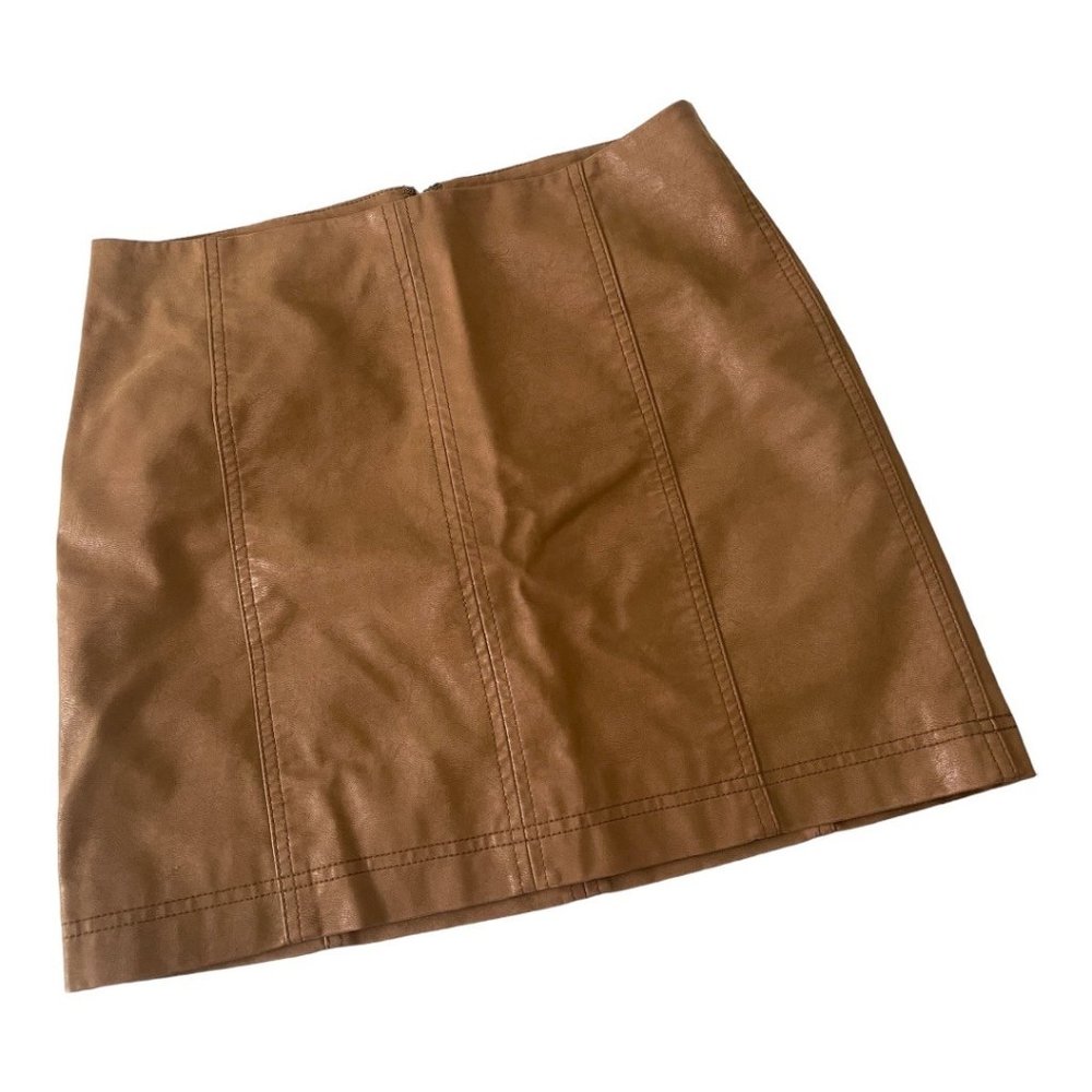 Free people faux distressed leather skirt chesnut  tan peanut butter size 8 free